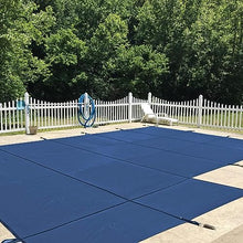 WaterWarden Inground Pool Safety Cover 16’ x 32’ with Left End Step, 15-Year Warranty, UL Classified to ASTM F1346, Triple Stitched for MAX Strength, Abrasion Resistant, Hardware Included, Blue Mesh
