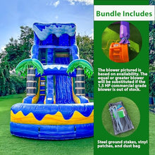 XJUMP 19’ Inflatable Single Lane Water Slide with Pool Blue/Yellow