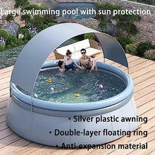 XQZMZSCP Adult Kids Inflatable Pool Outdoor Large Inflatable Pool with Canopy Wireless Quick Inflation for Garden Yard (3m)