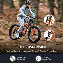 Viribus Fat Tire Bike Mens Mountain Bike Full Suspension Shimano 21 Speed Aluminium Alloy Frame 26" MTB Adult Bike Orange