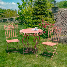 Zaer Ltd. Three Piece Metal Bistro Set with Aster Flower Accents Copenhagen 1843" (Flamingo Pink)