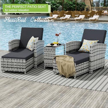 BALDPER 10-Piece Outdoor Patio Furniture Set with Ottomans, Wicker Conversation Set, Grey