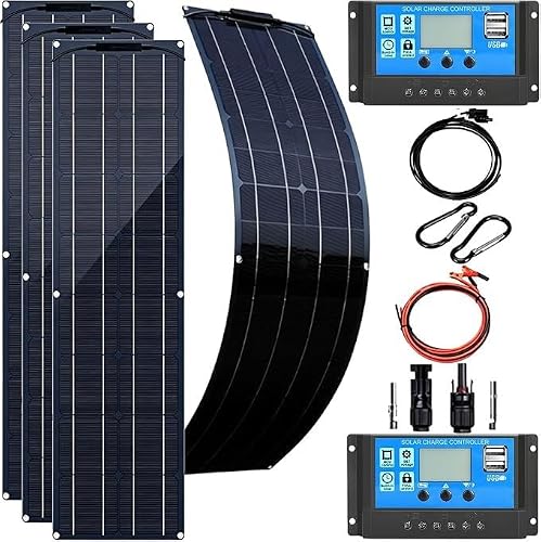 KZZAAO Flexible Solar Panel Monocrystalline Cell Semi-Flexible for Marine RV Trailer Boat Cabin Van Car Uneven Surfaces 12V Battery Charge