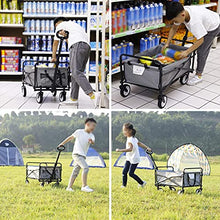 Outdoor Folding Utility Wagon Garden Utility Trolley with Seat Belt, Heavy Duty Folding Wagon Cart, for Outdoor Camping and Beach, Strong and Sturdy, Load-Bearing 100kg / 220lbs (Red)