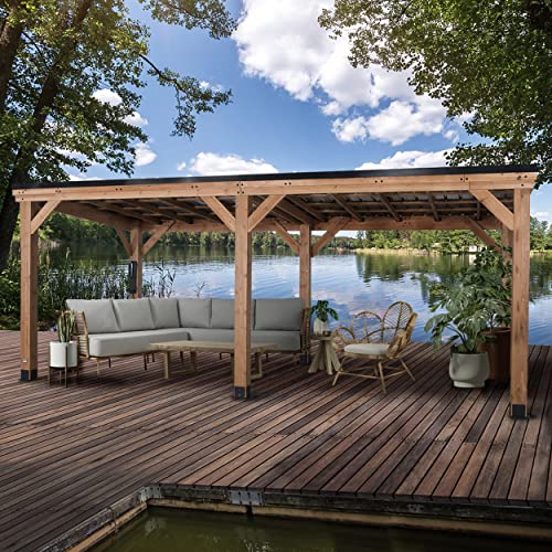 Backyard Discovery Arcadia 20' x 9.5' Cedar Wood Outdoor Gazebo Pavilion Light Brown
