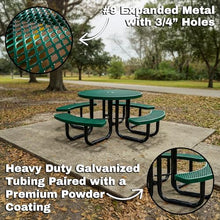Coated Outdoor Furniture 46In Round Picnic Table, Expanded, Black