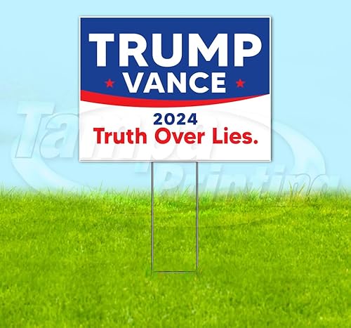 TampaPrinting Trump Vance Yard Sign 18" x 24" with Metal Step Stake