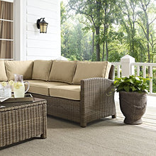 Crosley Furniture Bradenton 5-Piece Outdoor Sectional Sofa Set Brown with Sand Cushions