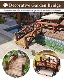ZIMGOD Garden Bridges Outdoor Pond Bridge, Small Wooden Bridge for Garden Yard Creek, 140cm Footbridge with Rails, Decorative Little Bridges to Walk on