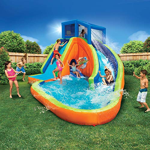 BANZAI Inflatable Water Park Kiddie Pool with Slides & Cannons 2 Pack Multi