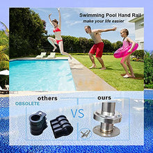 Pool Handrails Stainless Steel Pool Hand Rail, 3-Bend Swimming Pool Safety Handrails for Inground Pool Entry, Easy Mount Hand Grab Rail with Base