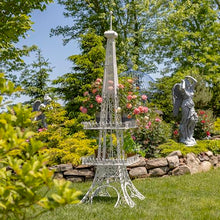 Zaer Ltd. Fancy Eiffel Tower-Inspired Two-Tiered Metal Plant Stand (Antique White, 9 Feet Tall)