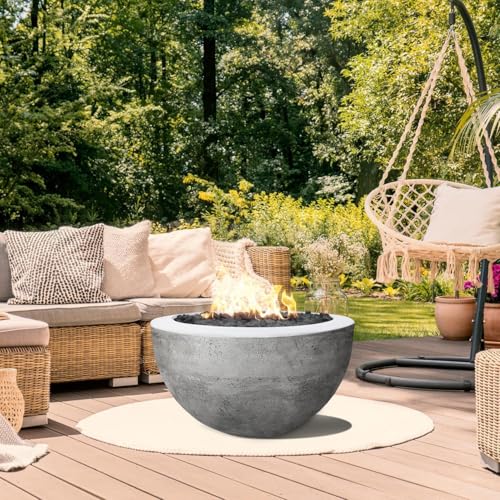 Lakeview Valley Bay 3 30-Inch Natural Gas Round Fire Bowl - Pewter - SCPH-402-4NG