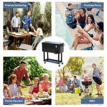 80 Quart Rolling Ice Cooler Cart with Bottle Opener, Black