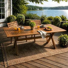 Christopher Knight Home Haiyi 60"-76" Outdoor Extendable Dining Room Table for 4-6 People, Rectangle Acacia Wood Kitchen Table with X-Shaped Legs, Dinner Table for Patio/Balcony/Garden, Teak