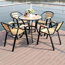 Balcony Table and Chair Set Outdoor Solid Wood Garden Furniture Sets Modern Patio Balcony Wrought Iron Outdoor Furniture Sets Cafe Leisure Table and Chairs Bistro Table Set ( Color : F 4 chairs 1 tabl