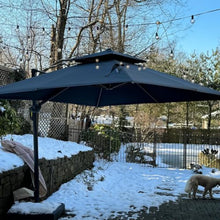 OROTLECT 11' Square Cantilever Umbrella With Base And Umbrella Cover With Zipper,Navy