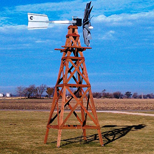 Outdoor Water Solutions Deluxe 16 ft Wooden Underwater Aeration Windmill