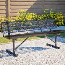 Metal Picnic Table, 72" Heavy Duty Outdoor Dining Table for 3-4 Adults, 882 LBS Capacity Galvanized Steel Table with Diamond Mesh Top and Ground Anchors, for Garden, Lawn, Patio, Porch, Park, Yard,Bla