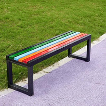 JS Ellie Colorful Outdoor Bench with Solid Wood seat and Metal Frame, Capable of Supporting 400kg, Suitable for Streets, Parks, and courtyards C 180cm