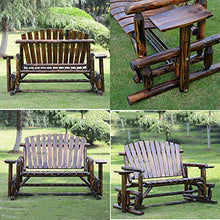 XAWSOP Stool 67In Outdoor Park Garden Bench Double Sliding Rocking Chair, Terrace Courtyard Carbonized Solid Wood Bench Weather Resistant Porch Chair, Rocking Lounge Chair Patio,