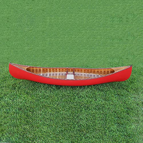 Wooden Boat USA 10-Foot Red Canoe with Ribs Curved Bow Brown