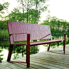 HYgloF Patio Benches Garden Backrest Bench with Armrests, Steel Openwork Pattern Chair, for Outdoor Balcony Leisure Seat Garden Bench(Medium)