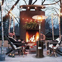 46000BTU Propane Hammered Bronze powder coated Iron Mushroom Outdoor Patio Heater with Two Smooth-rolling Wheels, Hose Set & Black Cover