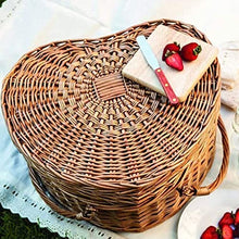 SHSWUD Rustic Picnic Basket, Outdoors Picnic Basket Picnic Willow Picnic Basket Cutlery Service Kit Picnic Gift Basket Picnic Baskets Basket for Outdoor Camping, 40*35*22cm, Brown