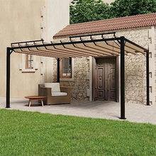 HKTMGDNG 9.8x13.1 Ft Louvered Gazebo Aluminum Outdoor Pergola Taupe