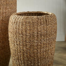 MY SWANKY HOME Elegant Tall Tapered Round Planters Set of 2 Woven Seagrass Baskets Minimalist