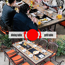 ERoomQ Wood Fire Pits Outdoor Garden Terrace Grill Table Wood Burning Fire Pit, Patio Backyard Garden Aluminum Dining Table and Chair Set, Waterproof, Garden Table (Table+4 Chai