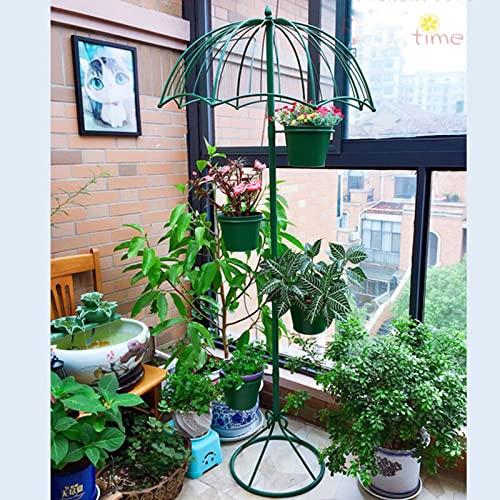 RWGOVLU Country Iron Umbrella Flower Stand,Flower Shop Balcony Courtyard Floor-to-Ceiling,Ornaments Retro Wrought Iron Garden Flower Stand