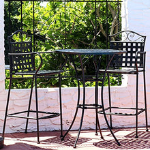 Sunnydaze 3-Piece Outdoor Wrought Iron Bar Chair and Table Set - Black