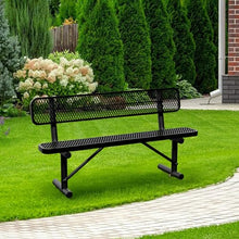HIMcup 6 FT Heavy Duty Park Bench, Outdoor Metal Black Bench with Back-Commercial Steel Benches for Outside, 2-4 Person Seat-Garden Benches with Portable Frame for Outdoors