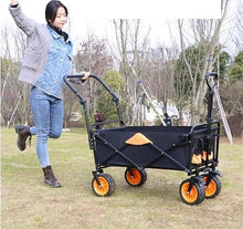 Trolley Cart Outdoor Folding Utility Wagon Garden Foldable Wagon Cart with Brake and Adjusting Handle Camping Cart Garden Wagon