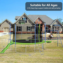 Lyromix 14FT Trampoline with Slide, Swings, Basketball Hoop & Ladder Green