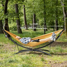 anymaka Set Up in 3 Seconds Adjustable Portable Aluminum Alloy Hammock Stand for Outside with Chair Mode & Lounge Mode up to 105'' (Hammock Set Sunset Yellow)