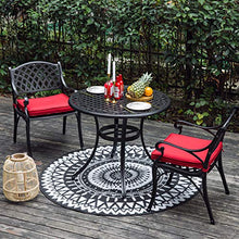 NUU GARDEN 3 Piece Outdoor Bistro Set Cast Aluminum Patio Set Bistro Table Set Rustproof Patio Table and Chairs with Umbrella Hole for Backyard, Balcony, Front Porch, Lawn, Pool, Black