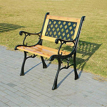 ELUKHT Park Garden Terrace Benches Outdoor Bench, Weatherproof Lounge Benches with Cast Iron Frame and Solid Wood, 2-3 Seater Courtyard Bench with Backrest Armrests (Benches)