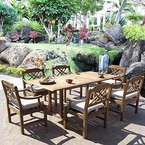 kingrattan.com Rhodoz Premium Teak Outdoor Patio Furniture 7 Piece Dining Set (#WT1541-RT)