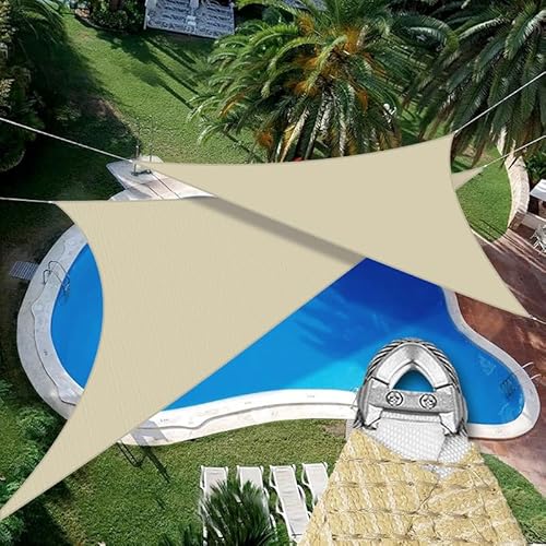 COARBOR Sun Shade Sail 48'x48' Heavy Duty Canopy with Steel Cable Reinforcement Beige