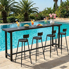 MISXEOE Outside Patio Bar Table Extra Long 47.2"-102.4", Outdoor Wood High Bar Table Counter Height Tables, Weather Resistant for Balcony, Pool, Garden, Backyard(Black 2,86.6"x15.7"x41.3")