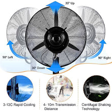 CUTPOIY Oscillating Misting Fan, 3 Speeds Pedestal Fan with Mist, Height Adjustable for Patio Backyard Workshop, Water Tank Cooling Fan