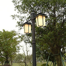 iumLeap Outdoor Lamp Post Light 2-Head Path Pillar Lamp Garden Exterior Pillar Post Light Glass Lantern Pole Light Afence Bollard Path Lamp Waterproof Ip65 Street Light Mains(25inch*114inch)