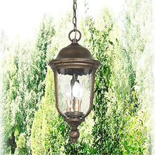 Minka Great Outdoors 73246-748 Havenwood - 3 Light Outdoor Chain Hung Mount, Tavira Bronze/Alder Silver Finish with Clear Hammered Glass