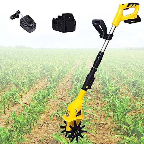 Electric Tiller,Cordless Garden Tiller Rotavator, Depth 17cm, Cultivated Land Width 10cm, Adjustable Cultivator for The Garden,Vegetable Plots,110V (110V)
