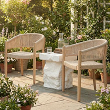 Christopher Knight Home Nona Bistro Table and Chairs Set of 2, 3 Pieces Outdoor Bistro Set for Poolside/Garden Cafeteria, MGO Outdoor Side Table and Wooden Patio Chairs Set, Light Brown+Natural+White