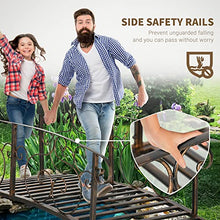 6' Metal Arch Garden Bridge with Safety Siderails, Arc Footbridge for Backyard Creeks, Streams, Ponds, Bronze