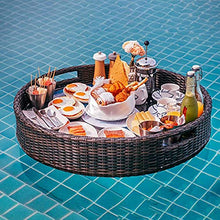 ERoomQ Round Rattan Floating Breakfast Tray, Swimming Pool Floats, Floating Tray for Pool for Adults for Sandbars Spas Bath and Parties and Outdoor Bar,Coffee